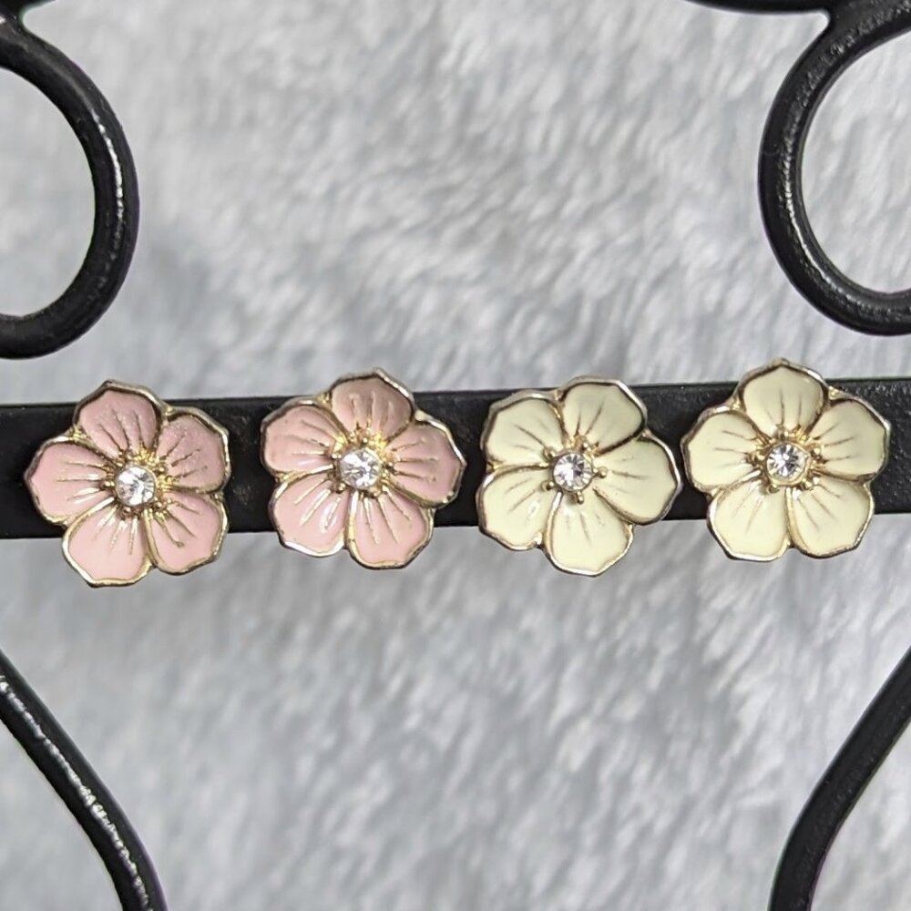 Blush and Ivory Anemone tiny stud earrings